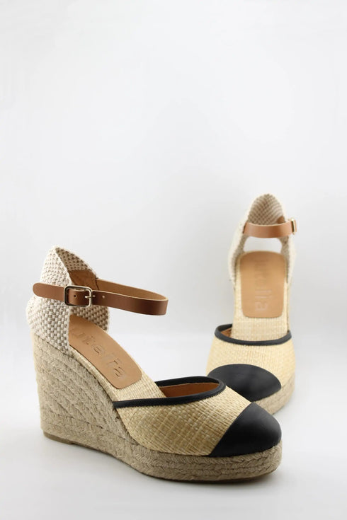 Jutelia Ankle Strap Woven Espadrille Wedges