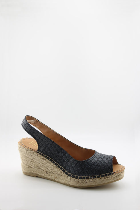Fabiolas Peep-Toe Slingback Espadrille Wedges