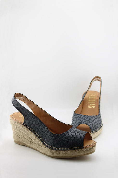 Fabiolas Peep-Toe Slingback Espadrille Wedges