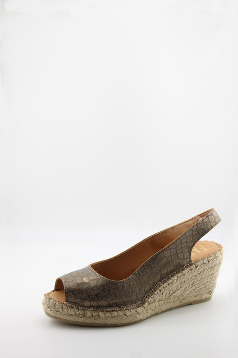 Fabiolas Peep-Toe Slingback Espadrille Wedges