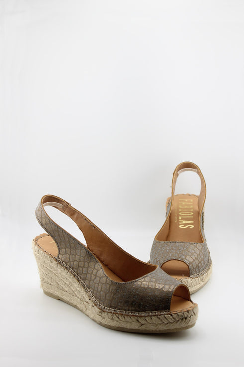 Fabiolas Peep-Toe Slingback Espadrille Wedges