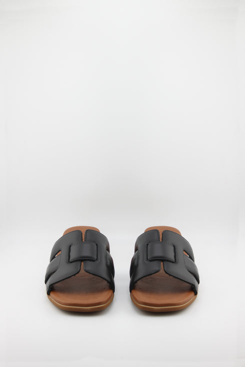 Oh My Sandals Minimalist Leather Slide Sandals