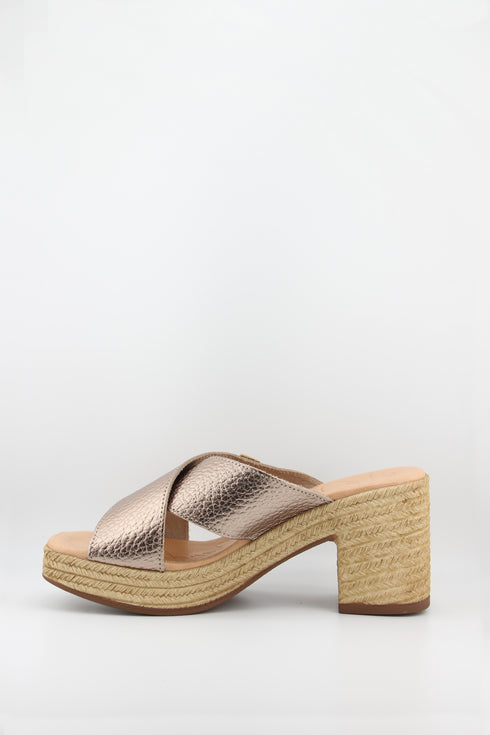 Oh My Sandals Embossed Leather Espadrille Block Heel
