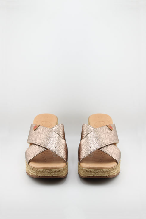 Oh My Sandals Embossed Leather Espadrille Block Heel