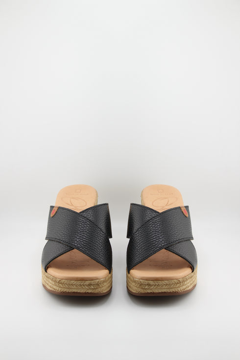 Oh My Sandals Embossed Leather Espadrille Block Heel