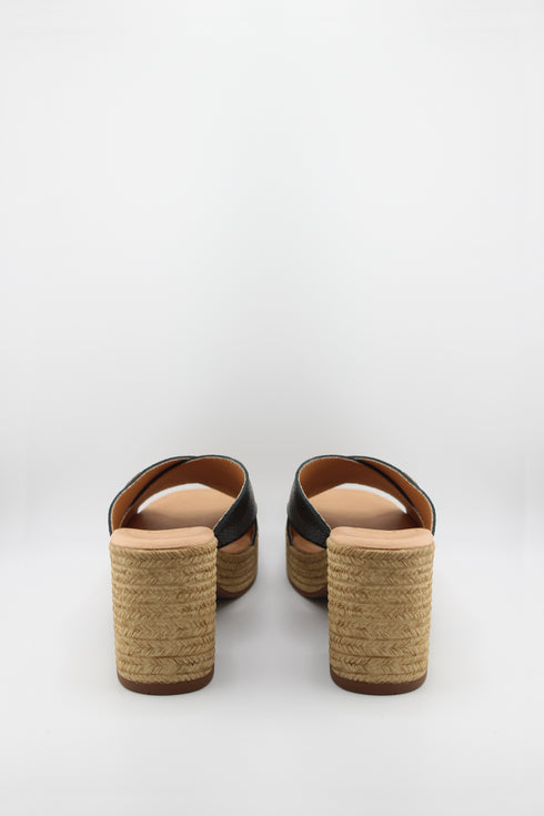 Oh My Sandals Embossed Leather Espadrille Block Heel