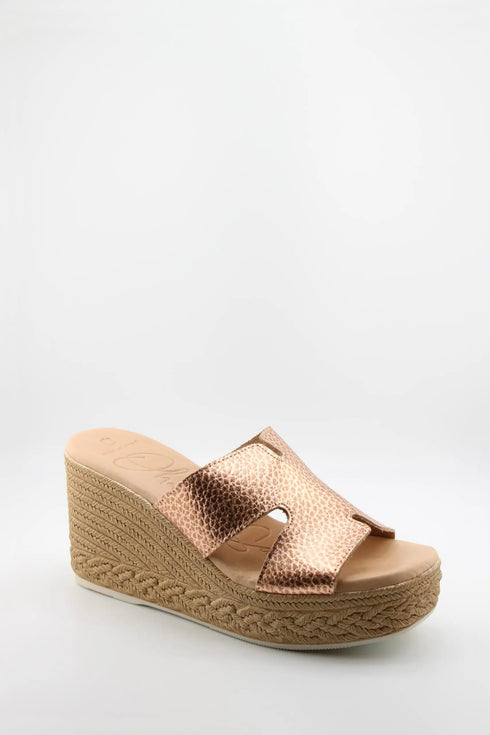 Oh My Sandals Raffia Espadrille Wedge Slide Sandals