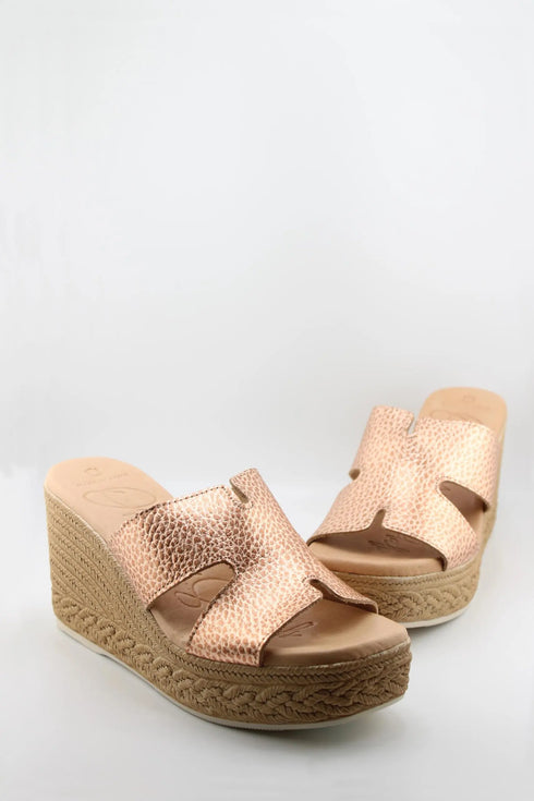 Oh My Sandals Raffia Espadrille Wedge Slide Sandals