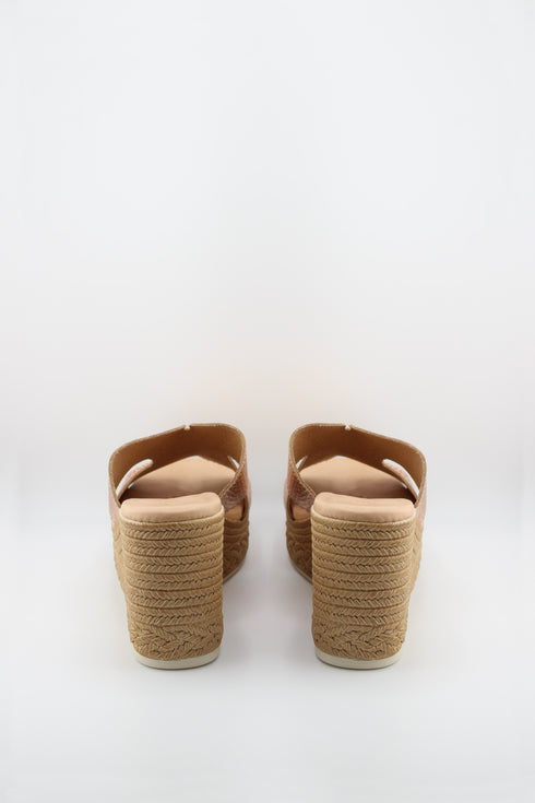 Oh My Sandals Raffia Espadrille Wedge Slide Sandals