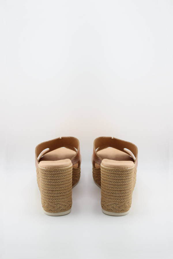 Oh My Sandals Raffia Espadrille Wedge Slide Sandals