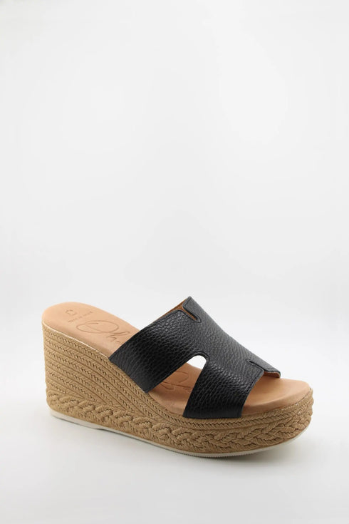 Oh My Sandals Raffia Espadrille Wedge Slide Sandals