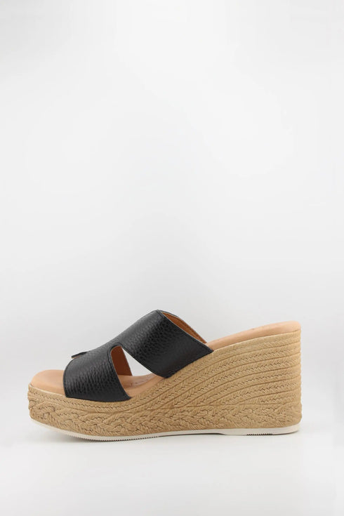 Oh My Sandals Raffia Espadrille Wedge Slide Sandals