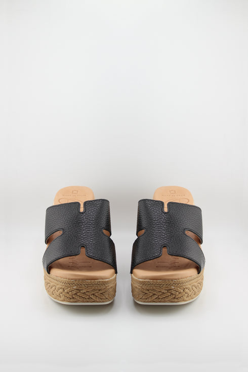 Oh My Sandals Raffia Espadrille Wedge Slide Sandals