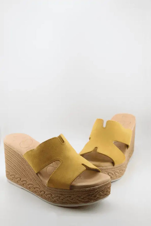 Oh My Sandals Raffia Espadrille Wedge Slide Sandals