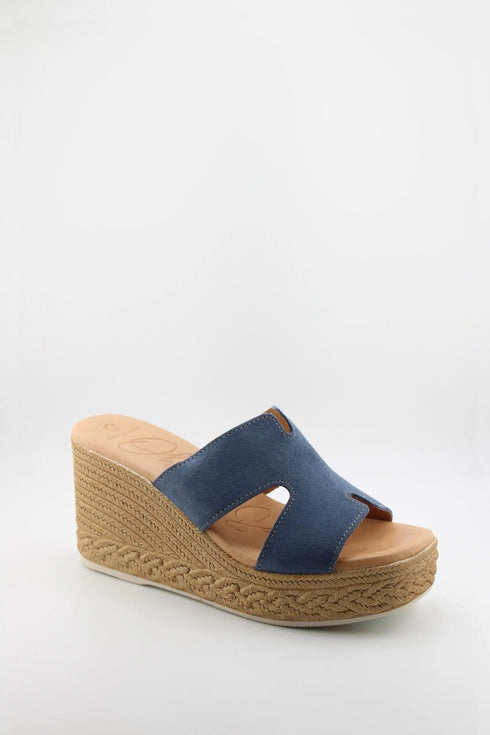 Oh My Sandals Raffia Espadrille Wedge Slide Sandals