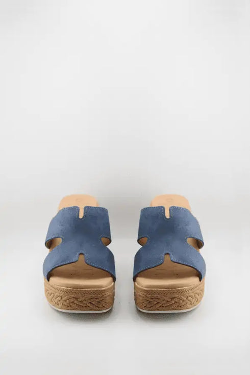 Oh My Sandals Raffia Espadrille Wedge Slide Sandals