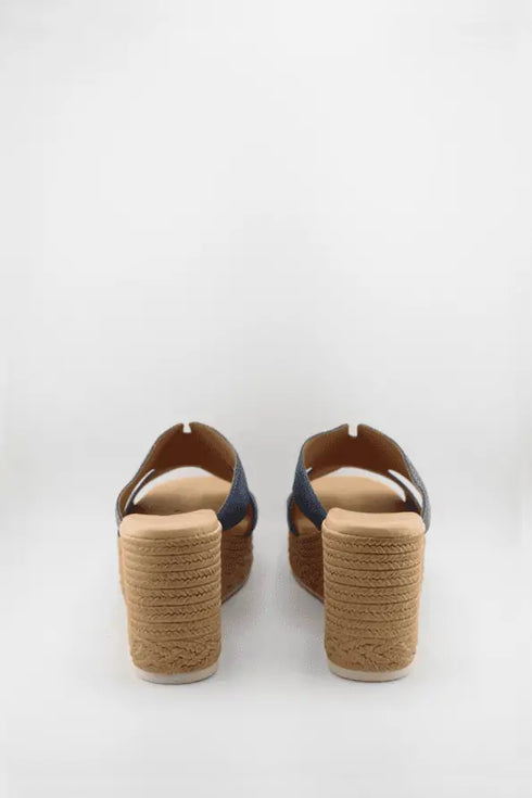 Oh My Sandals Raffia Espadrille Wedge Slide Sandals