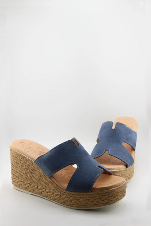 Oh My Sandals Raffia Espadrille Wedge Slide Sandals