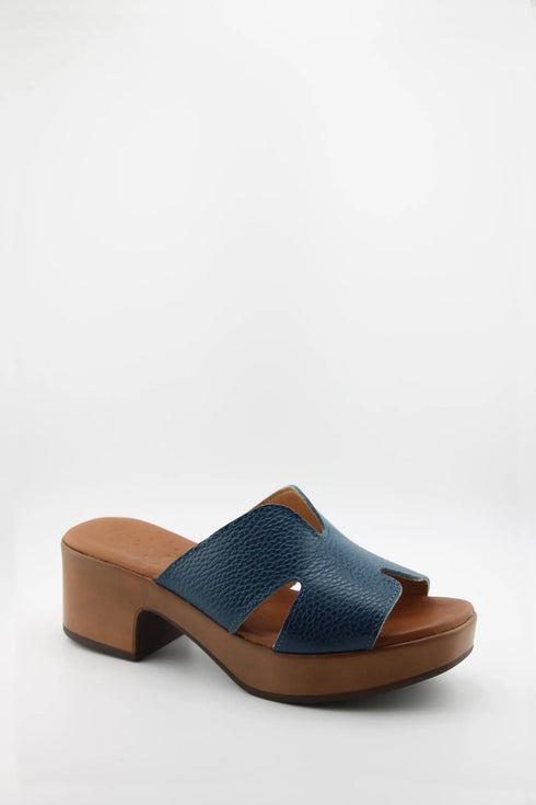 Oh My Sandals Textured Leather Block Heel Sandals
