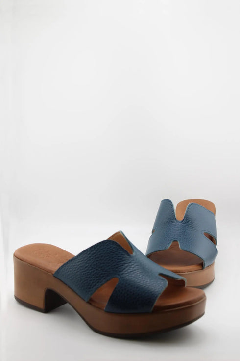 Oh My Sandals Textured Leather Block Heel Sandals