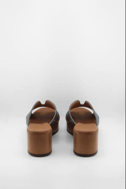 Oh My Sandals Textured Leather Block Heel Sandals