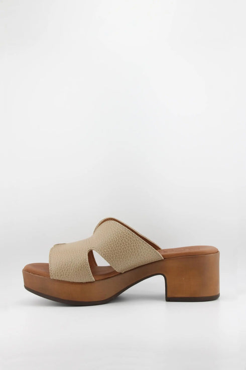 Oh My Sandals Textured Leather Block Heel Sandals