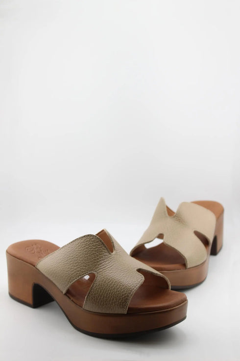Oh My Sandals Textured Leather Block Heel Sandals