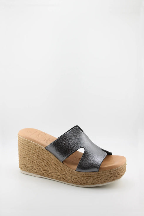 Oh My Sandals Raffia Espadrille Wedge Slide Sandals