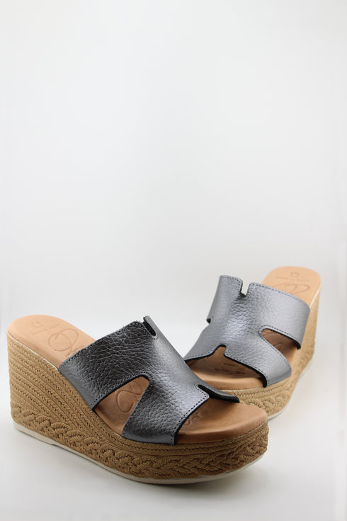 Oh My Sandals Raffia Espadrille Wedge Slide Sandals