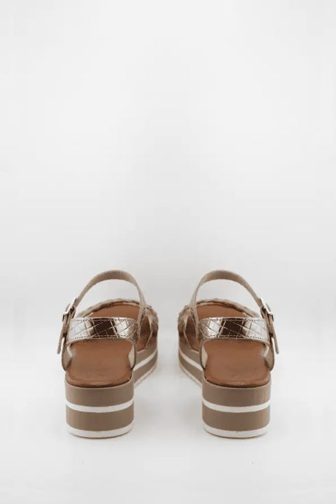 Oh My Sandals Textured Strappy Platform Heel Sandals