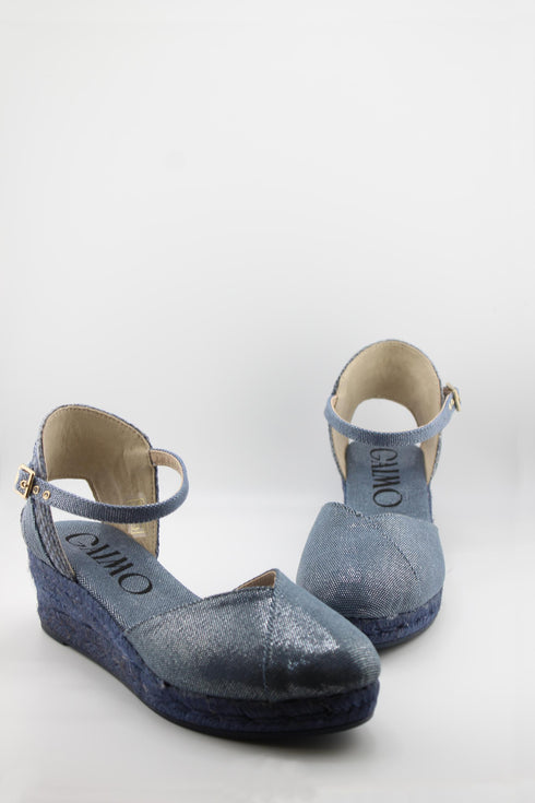 Gaimo Textile Espadrille Wedge with Adjustable Ankle Strap