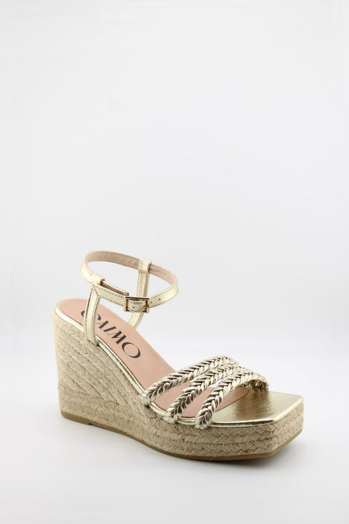 Gaimo Braided Strappy Wedge Espadrille Sandals