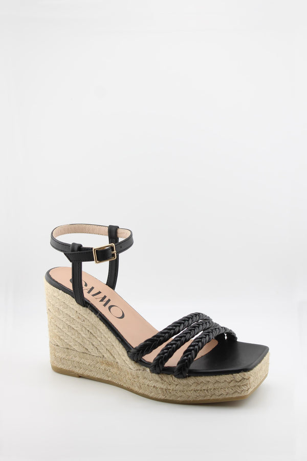 Gaimo Braided Strappy Wedge Espadrille Sandals