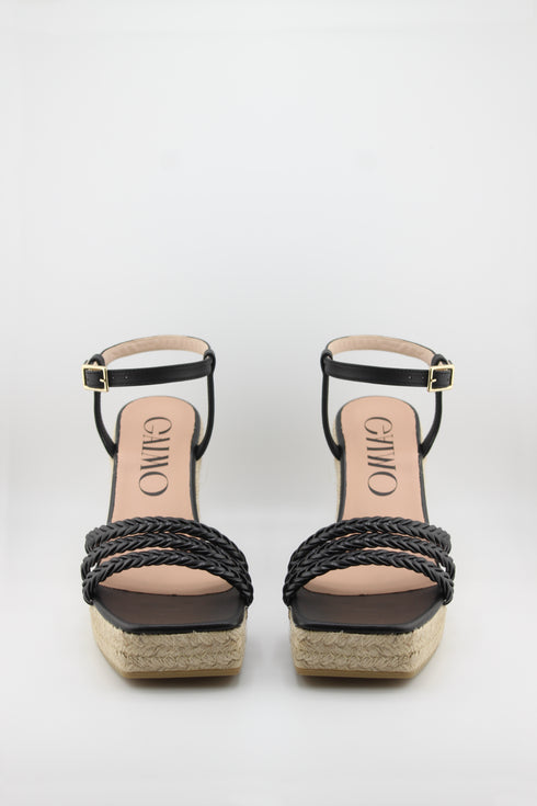 Gaimo Braided Strappy Wedge Espadrille Sandals
