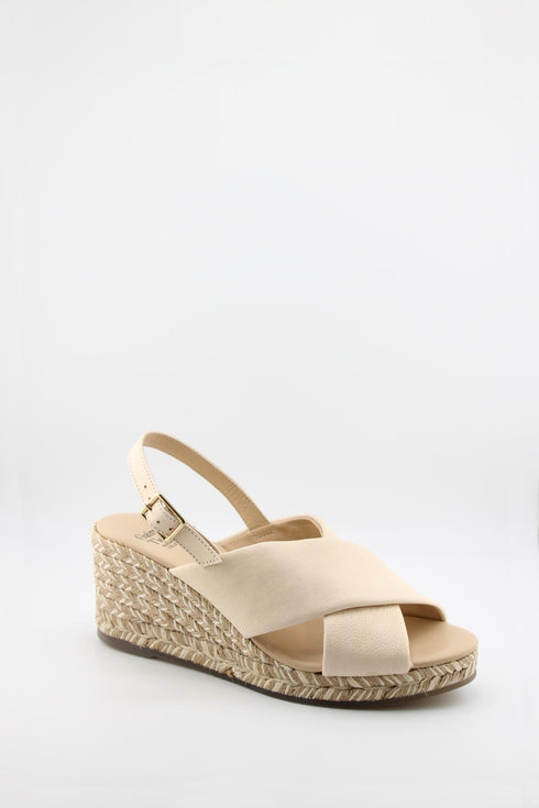 Gaimo Cross Strap Espadrille Wedge Sandal with Ankle Buckle