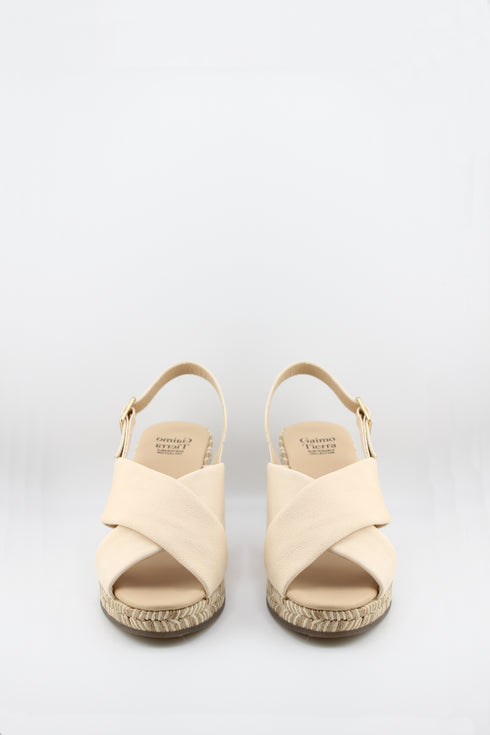 Gaimo Cross Strap Espadrille Wedge Sandal with Ankle Buckle