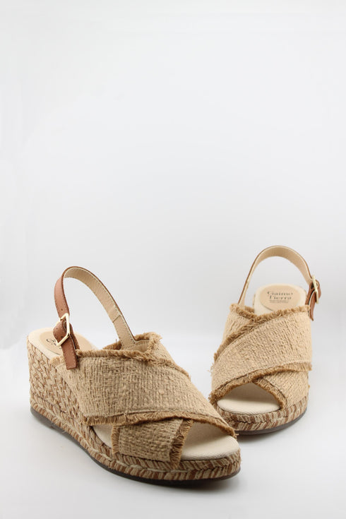 Gaimo Frayed Slingback Espadrille Wedge Sandals