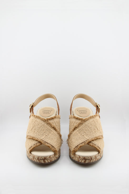 Gaimo Frayed Slingback Espadrille Wedge Sandals