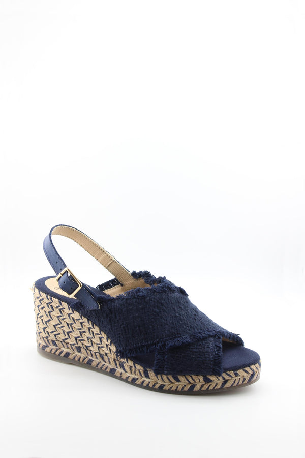 Gaimo Frayed Slingback Espadrille Wedge Sandals