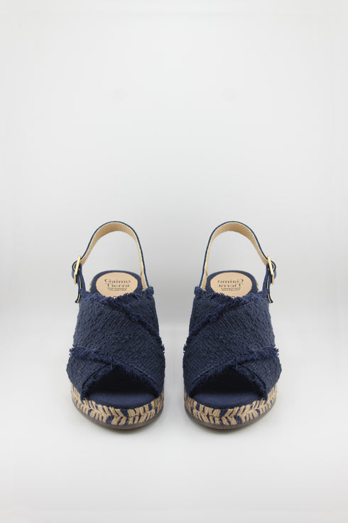 Gaimo Frayed Slingback Espadrille Wedge Sandals
