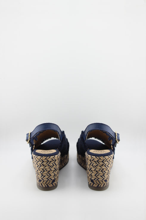 Gaimo Frayed Slingback Espadrille Wedge Sandals