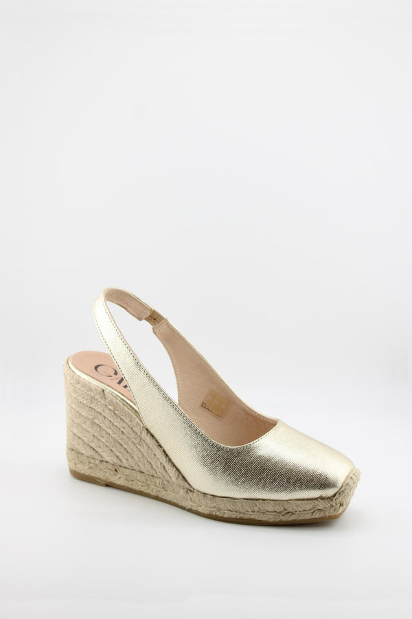 Gaimo Round-Toe Espadrille Wedge Slingback