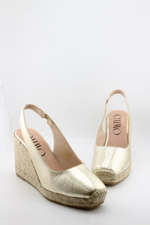 Gaimo Round-Toe Espadrille Wedge Slingback