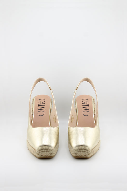 Gaimo Round-Toe Espadrille Wedge Slingback