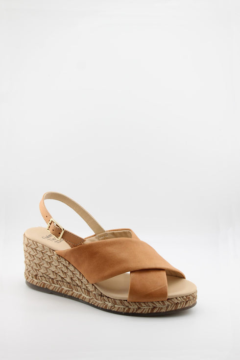 Gaimo Cross Strap Espadrille Wedge Sandal with Ankle Buckle