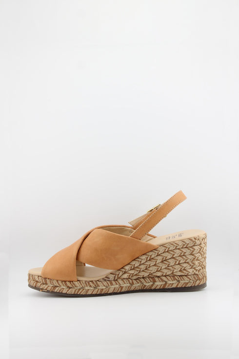 Gaimo Cross Strap Espadrille Wedge Sandal with Ankle Buckle