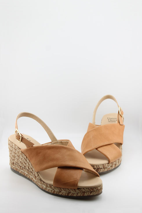 Gaimo Cross Strap Espadrille Wedge Sandal with Ankle Buckle