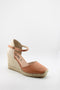 Gaimo Leather Espadrille Wedge with Braided Heel and Ankle Strap
