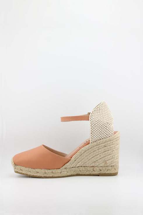 Gaimo Leather Espadrille Wedge with Braided Heel and Ankle Strap