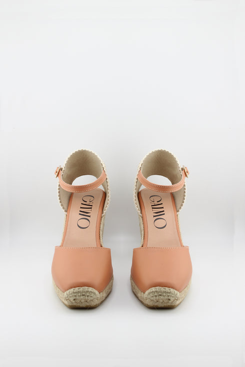 Gaimo Leather Espadrille Wedge with Braided Heel and Ankle Strap